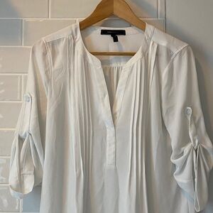 BCBGMaxAzria White Blouse with Pleated Front